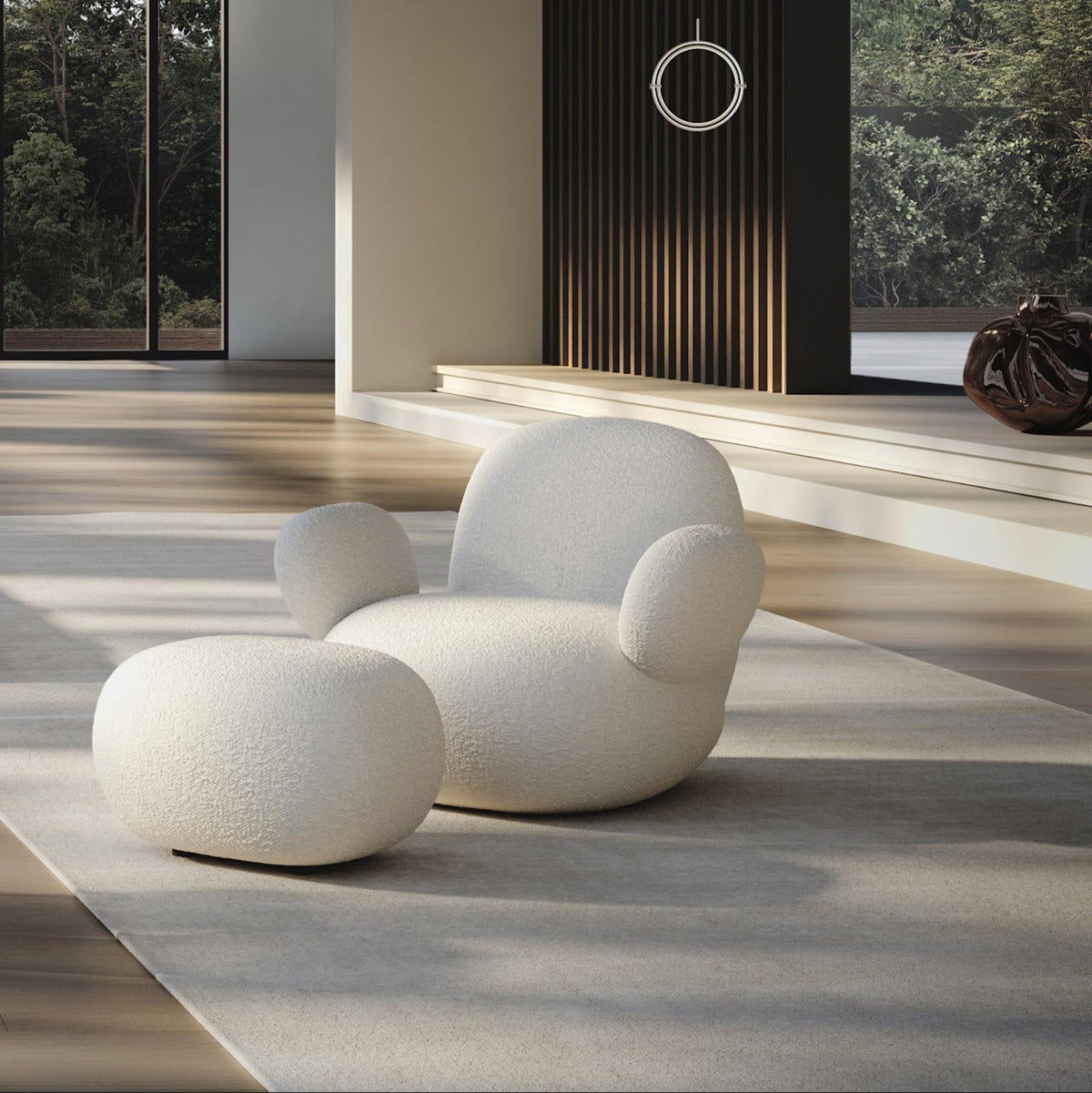 Toe Ottoman - Off White Bouclé by 101 Copenhagen