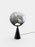 Tom Dixon Melt Fat Cone black table light with polished nickel finish, featuring a sleek, modern design and smooth cone shape.