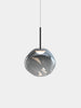 Polished nickel Melt Mini Pendant light by Tom Dixon with a smooth, modern design and clear polycarbonate shade for contemporary lighting.
