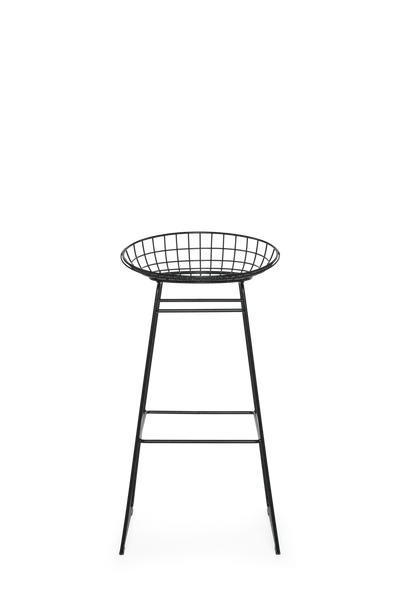 Black wire frame KM07 Bar Stool High by Pastoe with sleek seating and modern design, perfect for contemporary kitchen or bar areas.