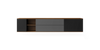 Walnut landscape wall cabinet by Pastoe, 200 cm storage unit with black and charcoal wood finish mounted on wall.