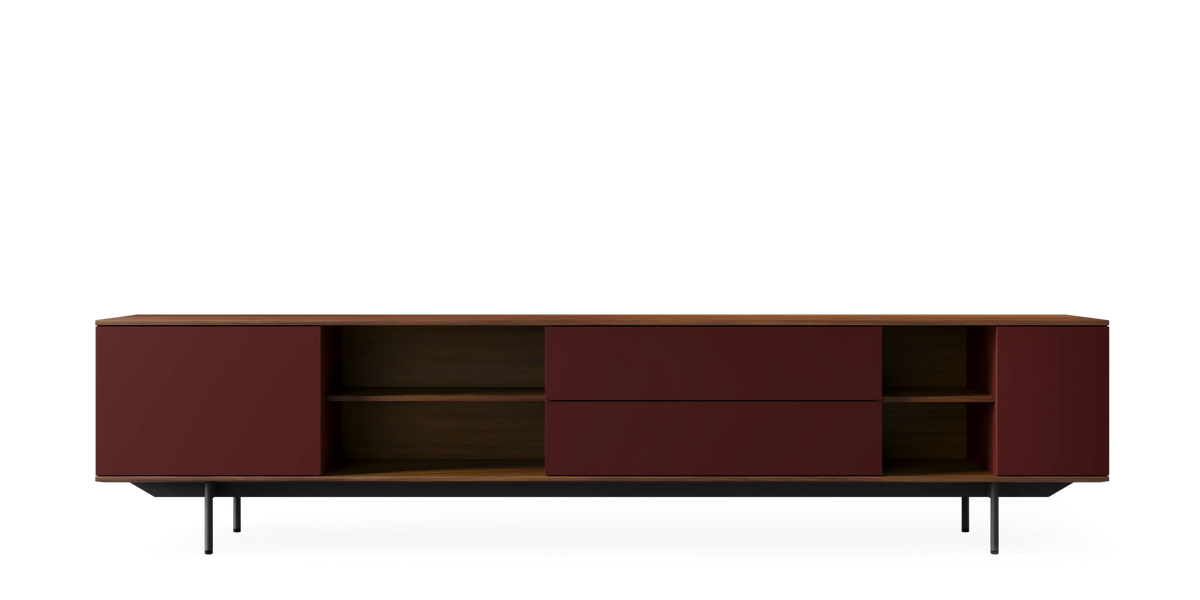 Walnut storage cabinet by Pastoe with a sleek, modern design, standing 257 cm tall, featuring a landscape layout and free-standing style.