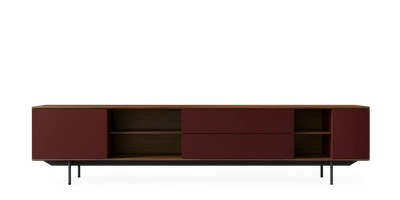 Walnut storage cabinet by Pastoe with a sleek, modern design, standing 257 cm tall, featuring a landscape layout and free-standing style.
