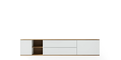Landscape wall cabinet in natural oak finish by Pastoe, 200 cm wide, mounted storage cabinet with sleek modern design.