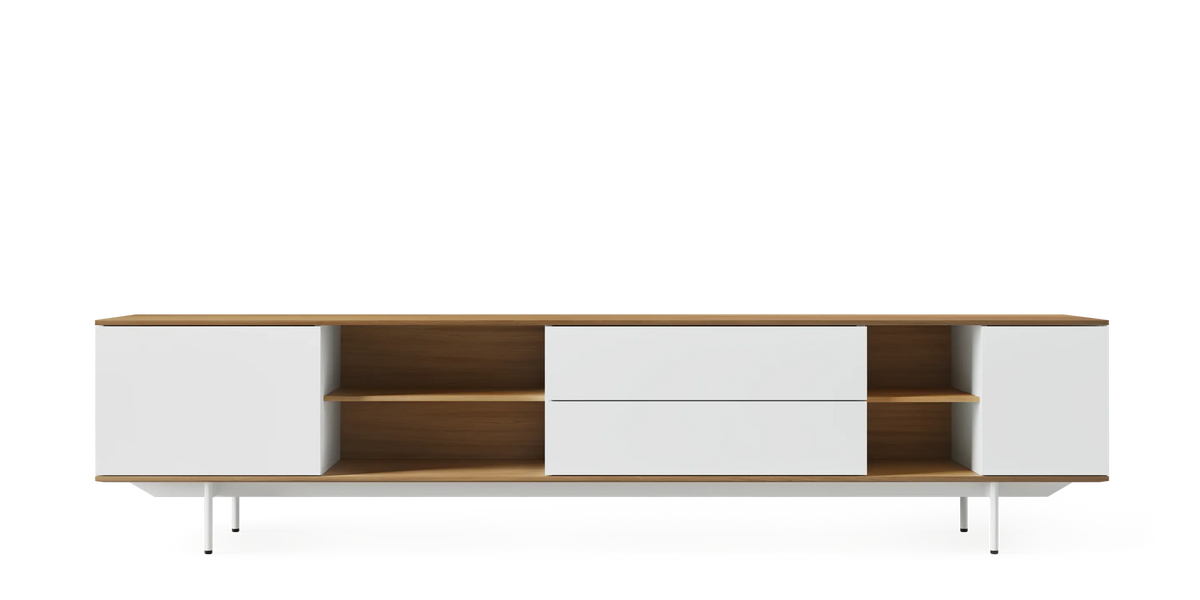 Natural oak landscape cabinet by Pastoe, 257 cm tall, free-standing storage unit with sleek modern design.