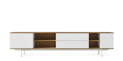 Natural oak landscape cabinet by Pastoe, 257 cm tall, free-standing storage unit with sleek modern design.