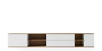 Natural oak landscape wall cabinet by Pastoe, 257 cm wide, mounted storage unit with clean, modern design.