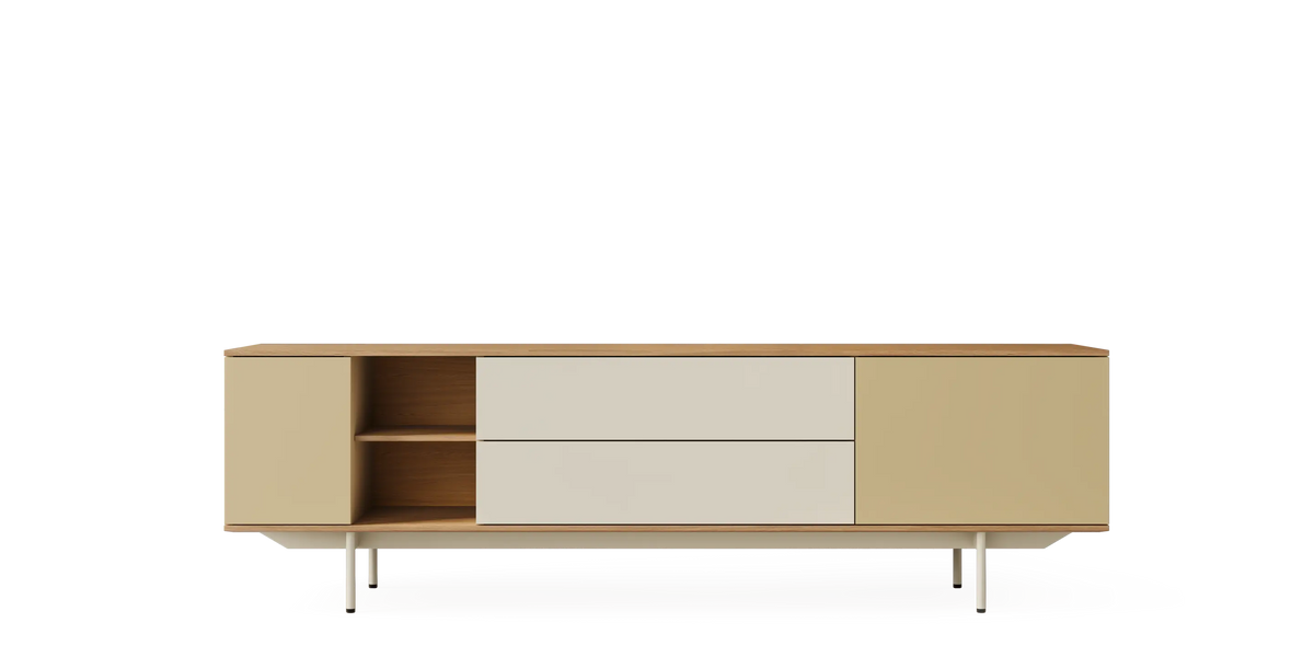 Natural oak landscape cabinet by Pastoe, 200 cm tall, free-standing storage with a sepia-toned finish and modern design.