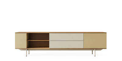 Natural oak landscape cabinet by Pastoe, 228 cm tall, featuring a versatile storage design in a warm, earthy finish.