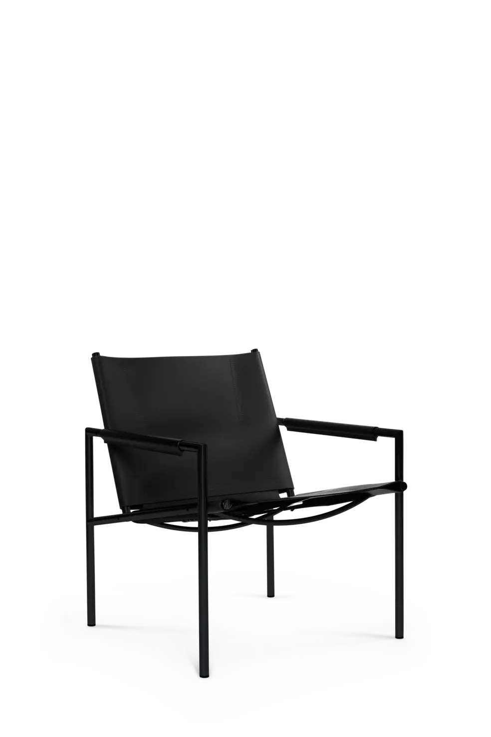Black leather SZ02 armchair by Pastoe with a sleek black frame, designed for comfortable seating and modern style.