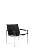 Black leather SZ02 Pastoe armchair with chrome frame, showcasing sleek seating design and modern craftsmanship.