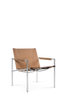 Brown leather SZ02 armchair by Pastoe with chrome frame, showcasing sleek modern seating design.