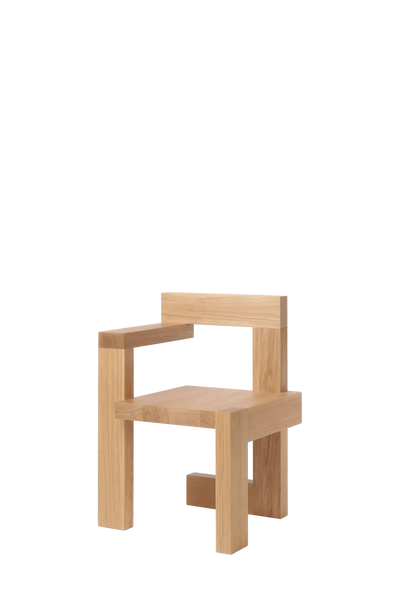 Pastoe Stelman Chair with left arm, seating furniture featuring oak wood frame and modern design.
