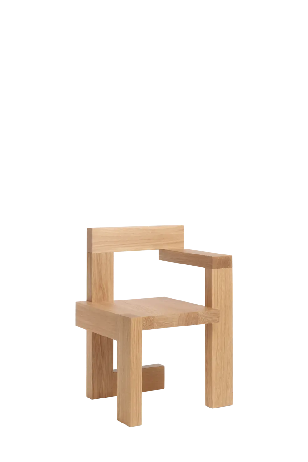 Pastoe Stelman chair with an armrest on the right, showcasing a sleek wooden design and modern seating style.
