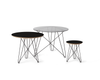 Pastoe IJhorst side table with smoked glass laminate top in grey and red, showcasing a modern, minimalist design.