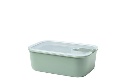 Mepal EASYCLIP Rect Box 1000ml/34oz with secure clip lid, plastic food storage container, side view.