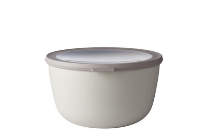 Mepal CIRQULA multi-bowl in white, 3-liter capacity, made of durable accessories material, displayed on a kitchen counter.