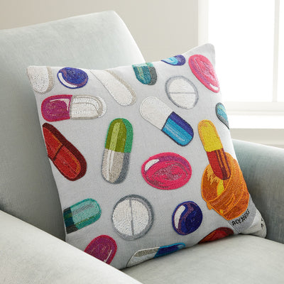 Happy Pills Beaded Pillow by Jonathan Adler