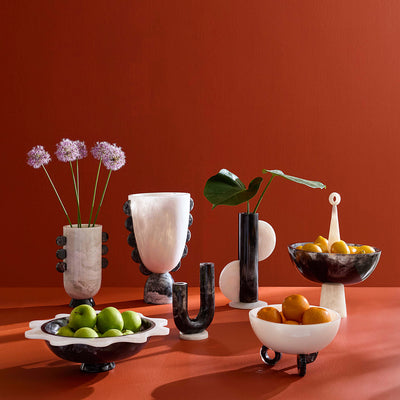 Como Double Vase - Black & White by Jonathan Adler