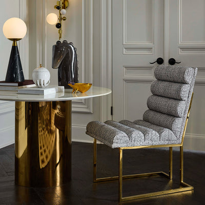 Channeled Goldfinger Dining Chair - Crosshatch Black and White by Jonathan Adler