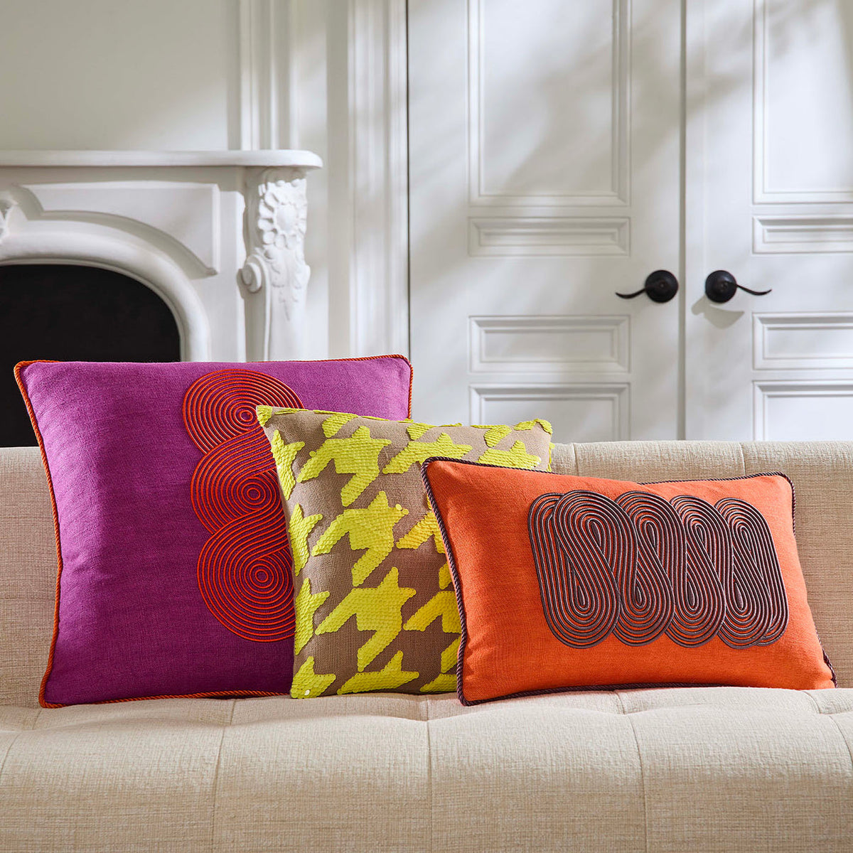 Ibiza Houndstooth Pillow by Jonathan Adler