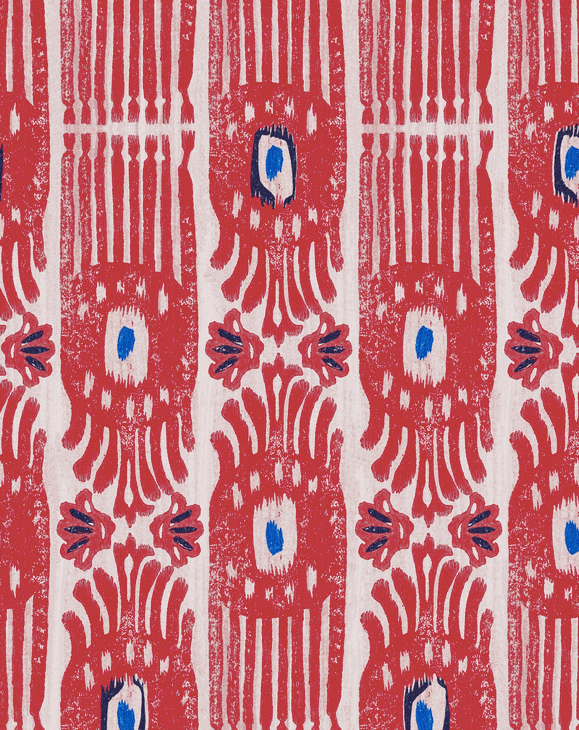 IKAT Raspberry Ripple Wallpaper by Mindthegap