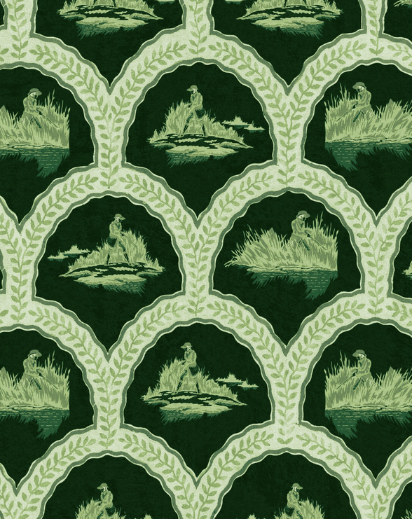 THE HUNTER Evergreen Wallpaper by Mindthegap