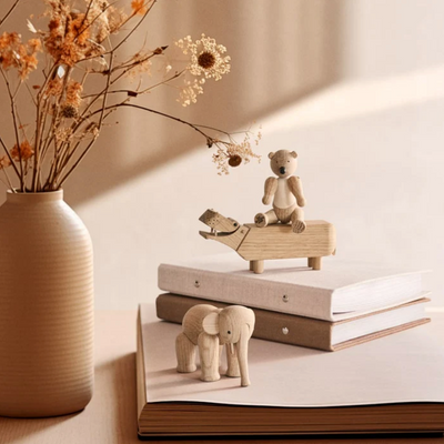 Liliput Mini Oak Animal Figurins - Set of 3 by Kay Bojesen