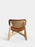 Natural brushed oak slab lounge chair with cognac leather upholstery by Tom Dixon, showcasing its modern seating design.