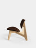 Tom Dixon Slab lounge chair with natural wood frame and brown Choko leather seating, modern and stylish seating furniture.