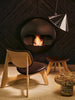 Brown leather Slab Ottoman by Tom Dixon, modern seating piece with sleek, minimalist design and plush surface.