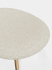 Natural Slab Ottoman by Tom Dixon with textured boucle fabric, versatile seating piece in neutral tones.