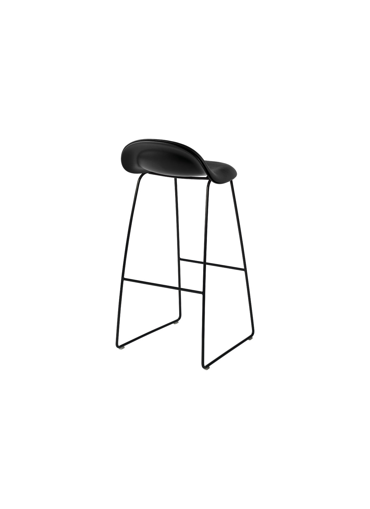 GUBI 3D Bar Stool - Front Upholstered - Sledge Base - Plastic Shell by Gubi