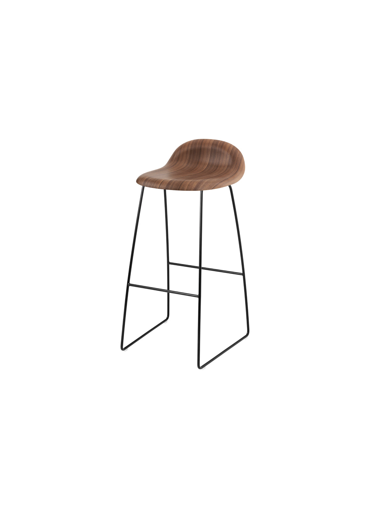 GUBI 3D Bar Stool - Un-Upholstered - Sledge Base - Wood Shell by Gubi