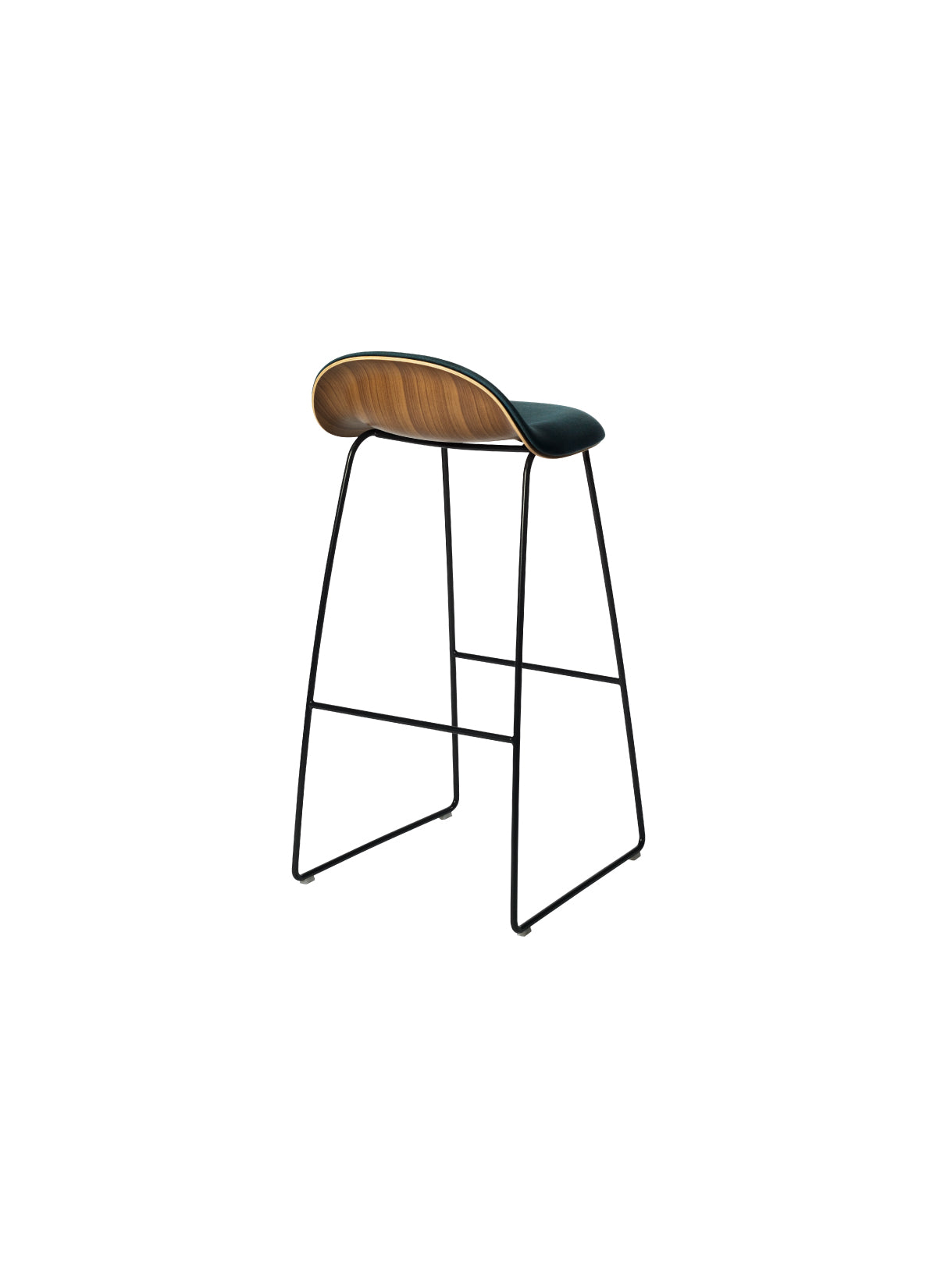 GUBI 3D Bar Stool - Front Upholstered - Sledge Base - Wood Shell by Gubi