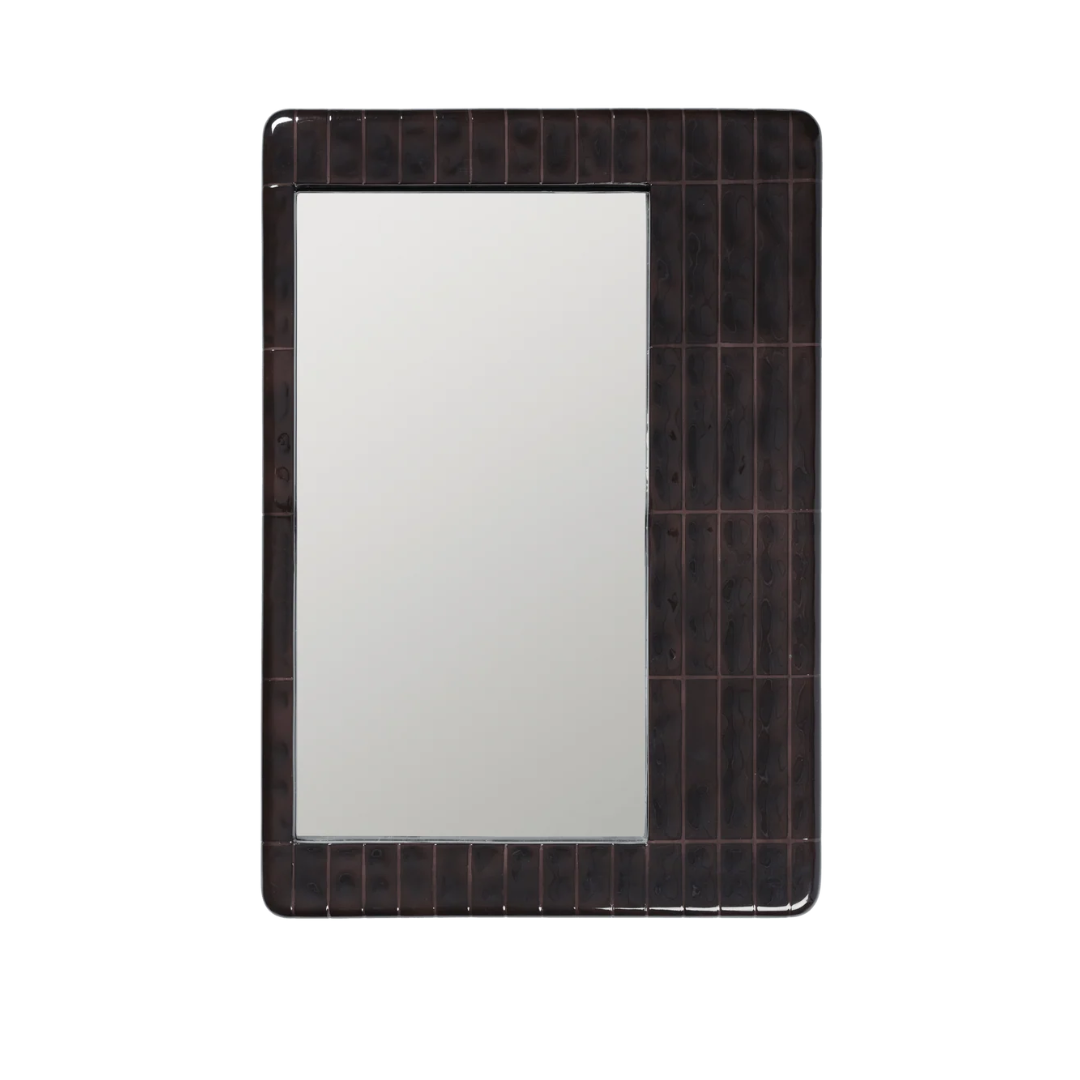 Ferm Living tiling mirror accessory featuring a modern, geometric design with reflective glass and stylish frame.