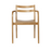 Ferm Living Boda dining chair with armrests, featuring a modern design and wooden legs, suitable for contemporary dining spaces.