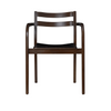 Ferm Living Boda dining chair with arms, modern seating with wooden legs and upholstered seat and backrest, stylish and comfortable.