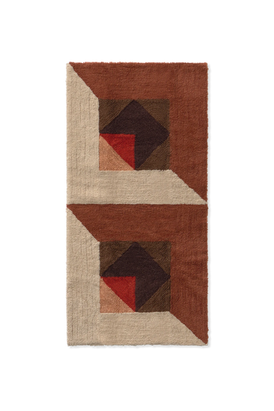 Tessera wool rug in small size by Lorena Canals, featuring a red geometric design