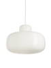 Large Woud Stone Pendant Glass lighting fixture hanging with a smooth stone-shaped glass shade.