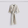 Hay Waffle Bathrobe in dusty blue with stripe pattern, cozy accessories for comfort and relaxation.