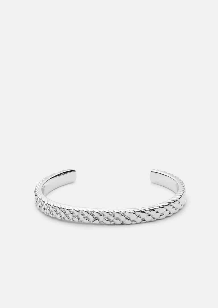 Silver plated Scale Cuff bracelet by Skultuna, featuring a sleek, modern design with a smooth, reflective finish.