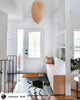 Red and white Gladys pendant light by Atelier Cocotte, featuring a large birch-inspired design and modern lighting style.