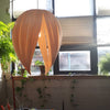Gladys Pendant by Atelier Cocotte, large red and white birch lighting fixture with a modern, sculptural design.