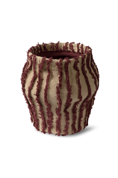 Lorena Canals Erizo Gran Marsala basket in textured burgundy cotton with playful hedgehog design
