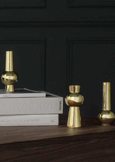 Set of three Skultuna bead vases, decorative accessories with colorful bead designs, perfect for stylish home decor.