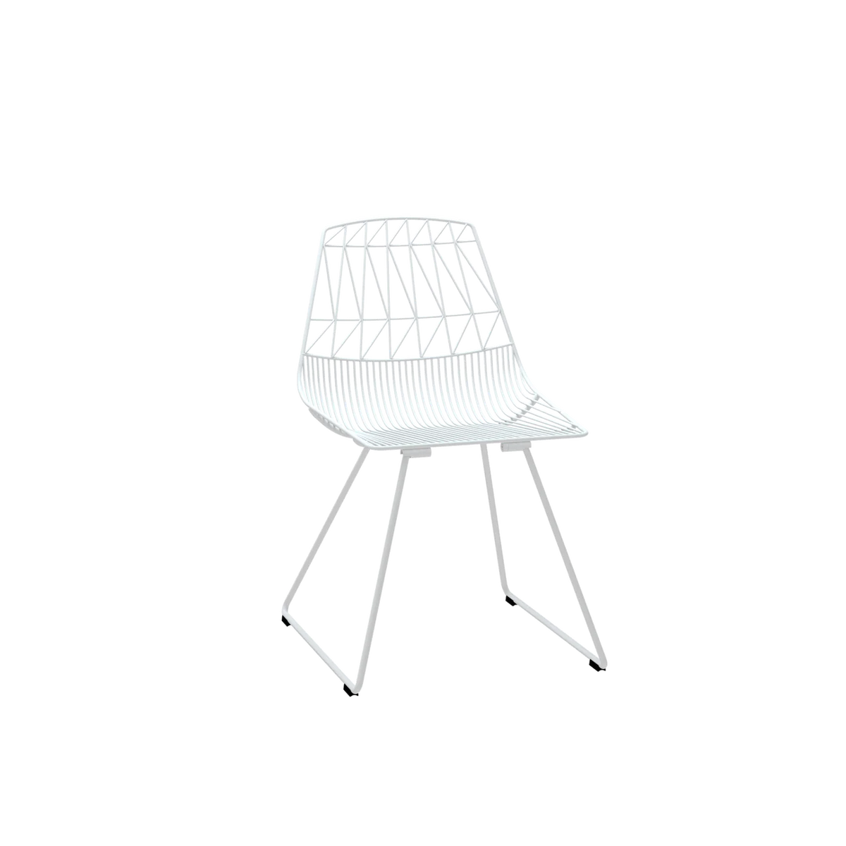 White Lucy Chair by Bend Goods, made in the USA, modern seating with a sleek, curved metal design.