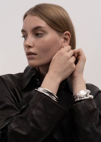 Écume De Mer Petit Bangle - Silver Plated by Skultana