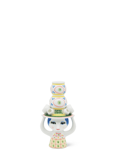 Lady with Hat candle holder by Bjørn Wiinblad, decorative ceramic accessory featuring a detailed female figure with a hat.