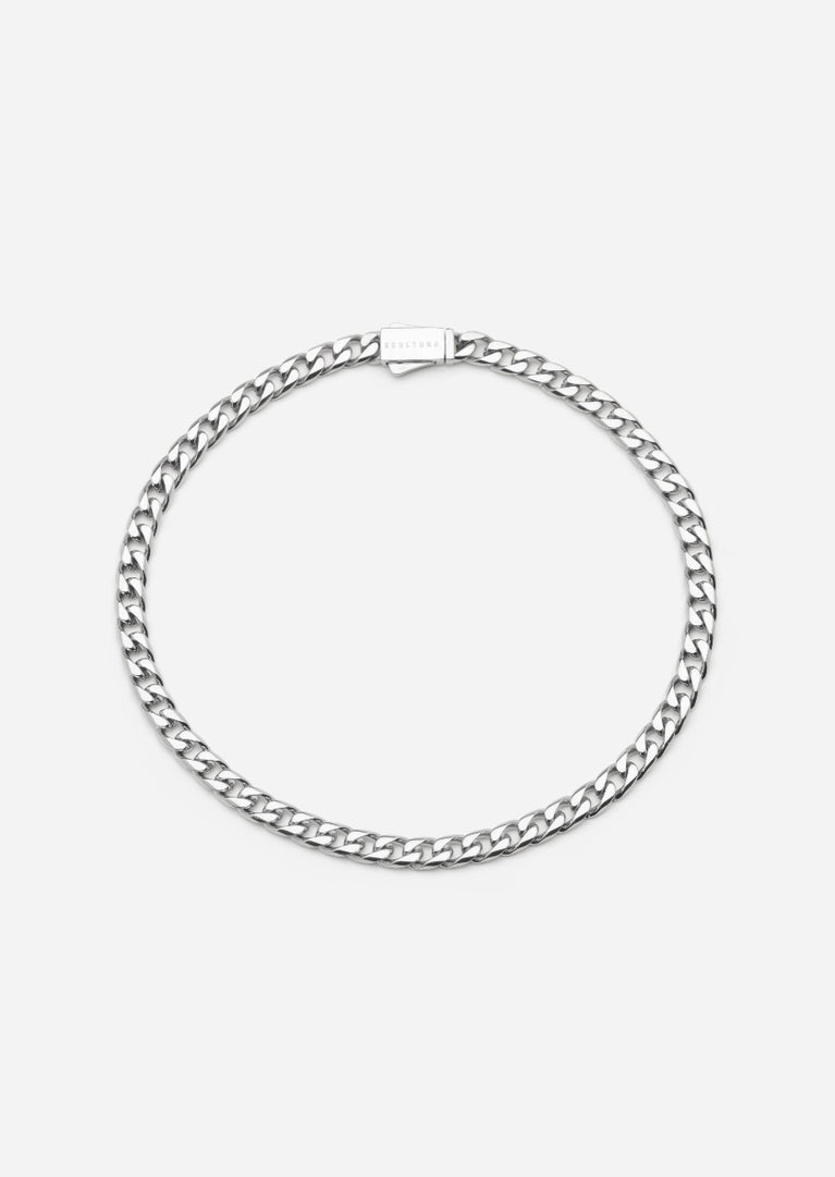 Silver plated Petit Paul chain bracelet by Skultuna, featuring a delicate, stylish accessory with intricate chain links.